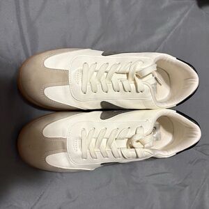 White and Beige Sneakers